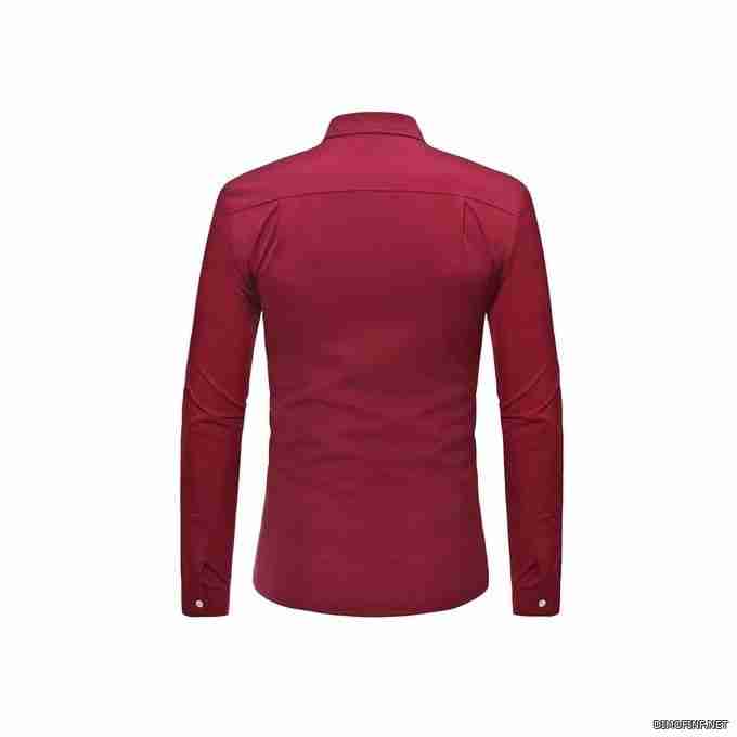 AFankara قمصان رجال الأعمال ملابس كاجوال قمصان - أحمر