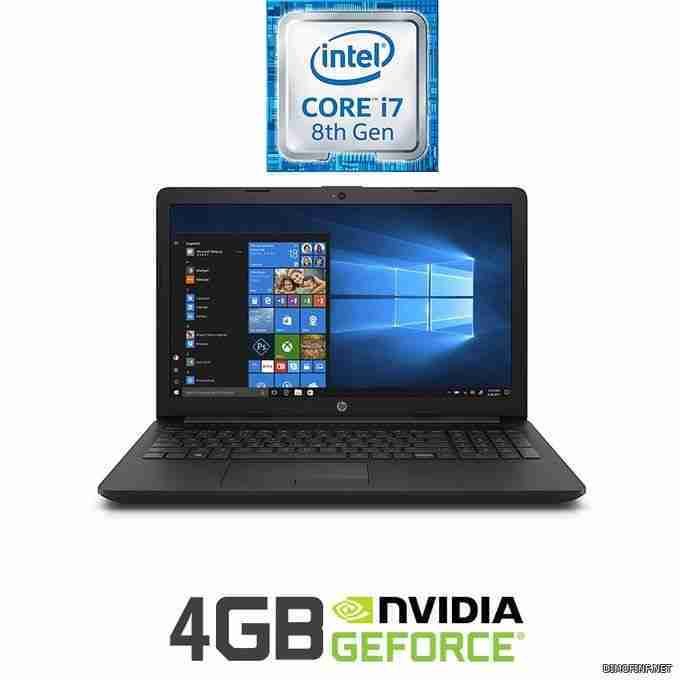 HP 15-da1015ne لاب توب - Intel Core I7 - 8 جيح بايت رام - 1 تيرا بايت درايف هارد ديسك - 15.6-بوصة FHD - 4 جيجا بايت مُعالج رسومات - DOS - أسود